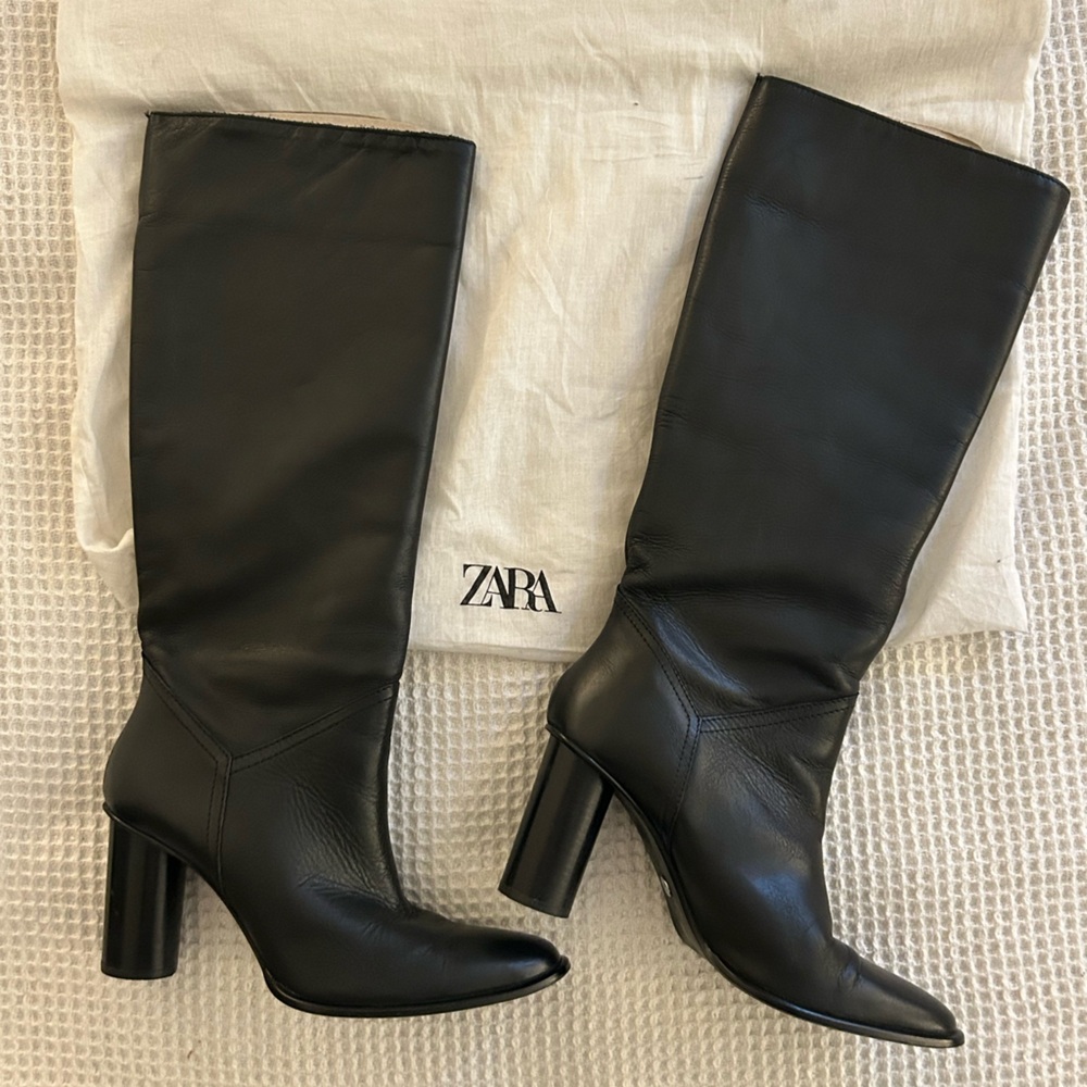 Zara Sleek Black High-Heeled Boots